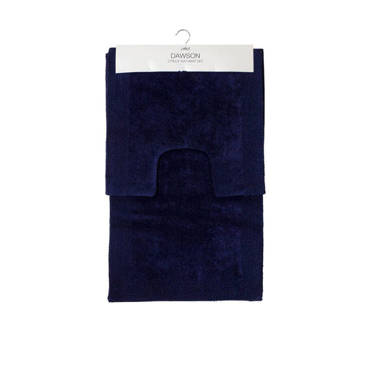 J.Elliot Home 2000GSM 2 Pce Dawson 100% Cotton Bath Mat Set Navy 50x50cm & 50x80cm
