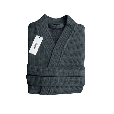 J Elliot Home Camila Cotton Waffle Bath Robe L - Coal, 100% Cotton, Machine Washable - SuperSaverAU - view 1