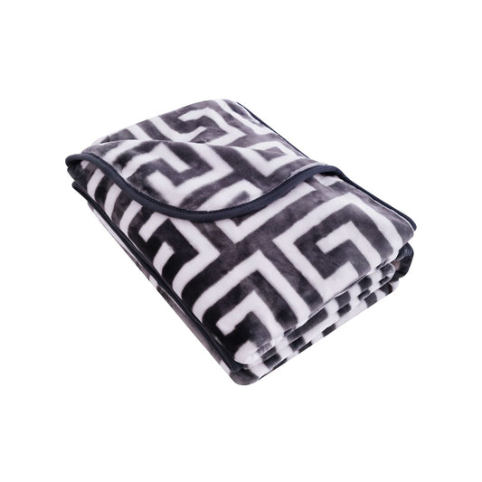 Bloomington 800GSM Greek Key Charcoal Winter Mink Blanket Double