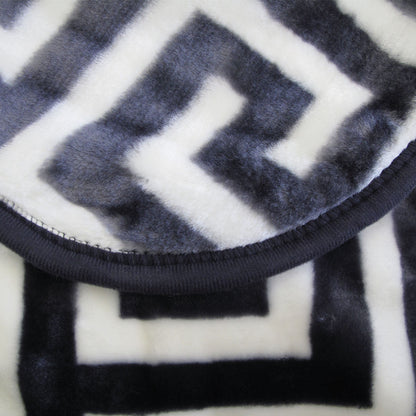 Bloomington 800GSM Greek Key Charcoal Winter Mink Blanket Double