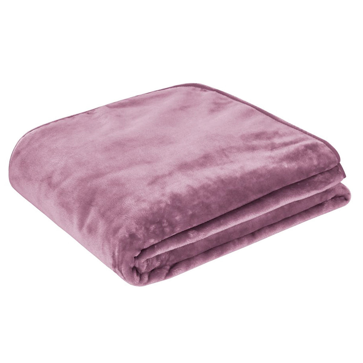 J.Elliot Home 450gsm Solid Faux Mink Blanket 220 x 240 cm - Dusty Pink - SuperSaverAU - view 1