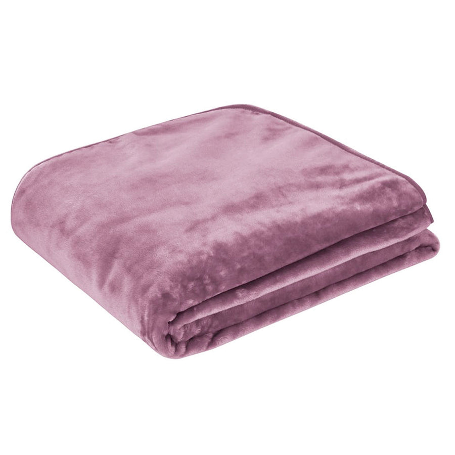 J.Elliot Home 450gsm Solid Faux Mink Blanket 220 x 240 cm - Dusty Pink - SuperSaverAU - view 1
