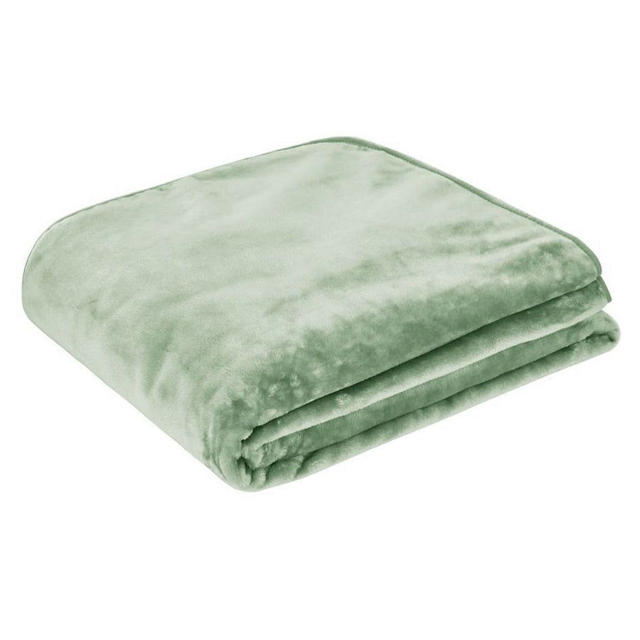 J.elliot 450gsm Solid Faux Mink Blanket 220 x 240 cm - Sage, Soft Polyester - SuperSaverAU - view 1