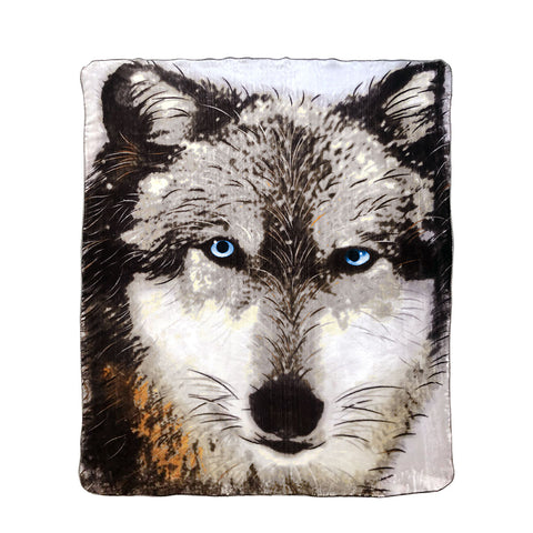 J.Elliot Home 350gsm Wolf Photo Mink Blanket 220 x 240 cm - Soft Polyester - SuperSaverAU - view 1