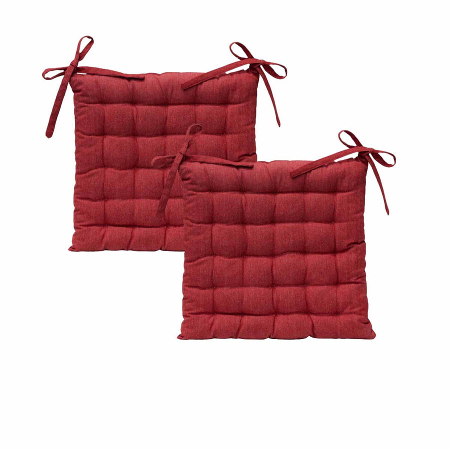 J Elliot Home Outdoor Cotton Chair Pads - Solid Red, 2 Pack