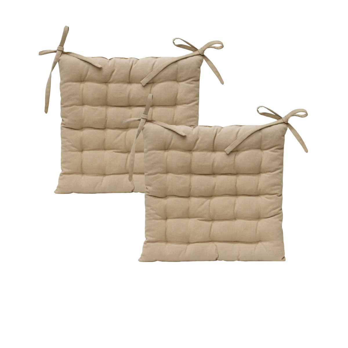 J Elliot Home Outdoor Cotton Chair Pads - Solid Taupe, 2 Pack