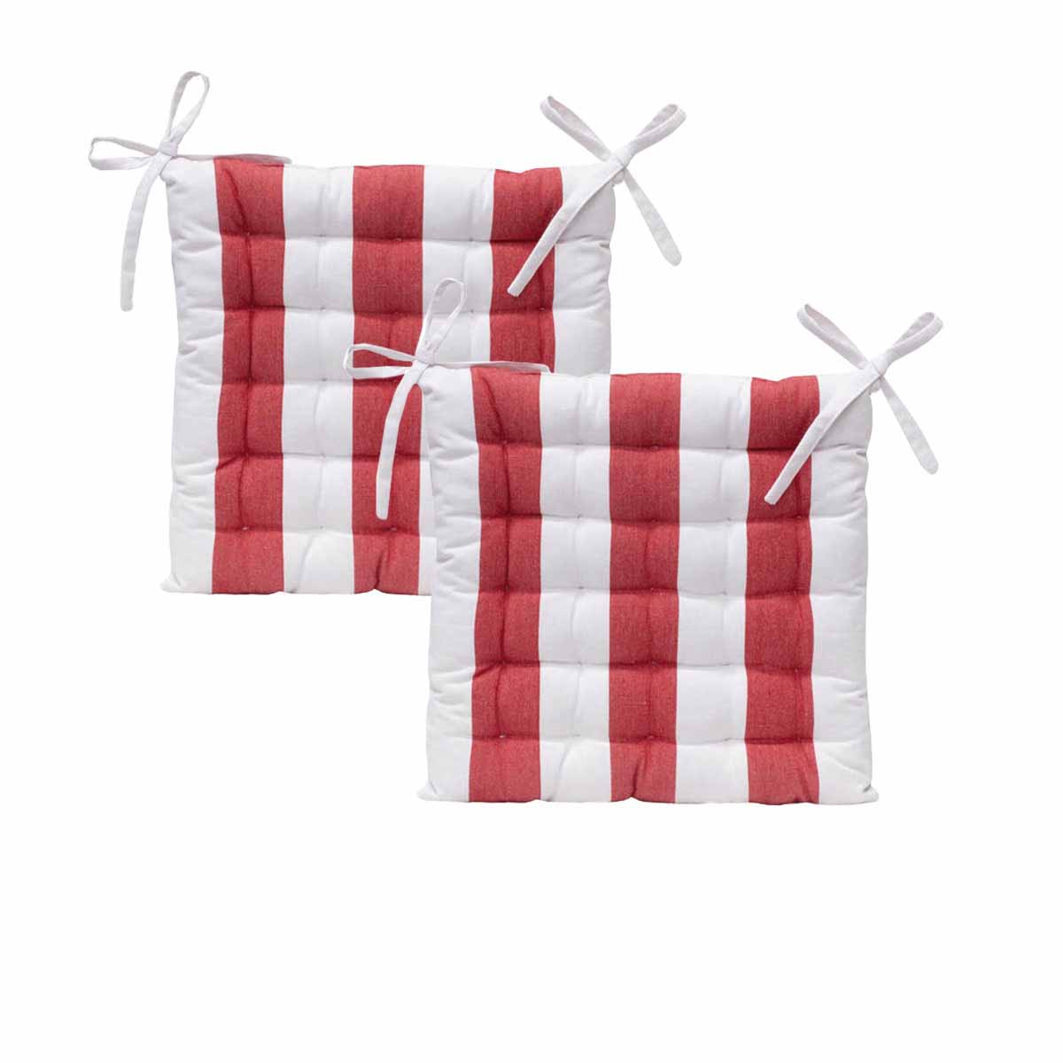 J Elliot Home Outdoor Cotton Chair Pads - Striped Red, 2 Pack