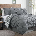 J Elliot Home 6 Pcs Ella Grey Comforter Set, Pleated Design, Single Size - SuperSaverAU - view 1