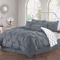 J Elliot Home 6 Pcs Ella Grey Comforter Set, Pleated Design, Single Size - SuperSaverAU - view 3