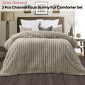 Jane Barrington Arna Natural 3 Pcs Channel Faux Bunny Fur Comforter Set Queen - SuperSaverAU - view 1