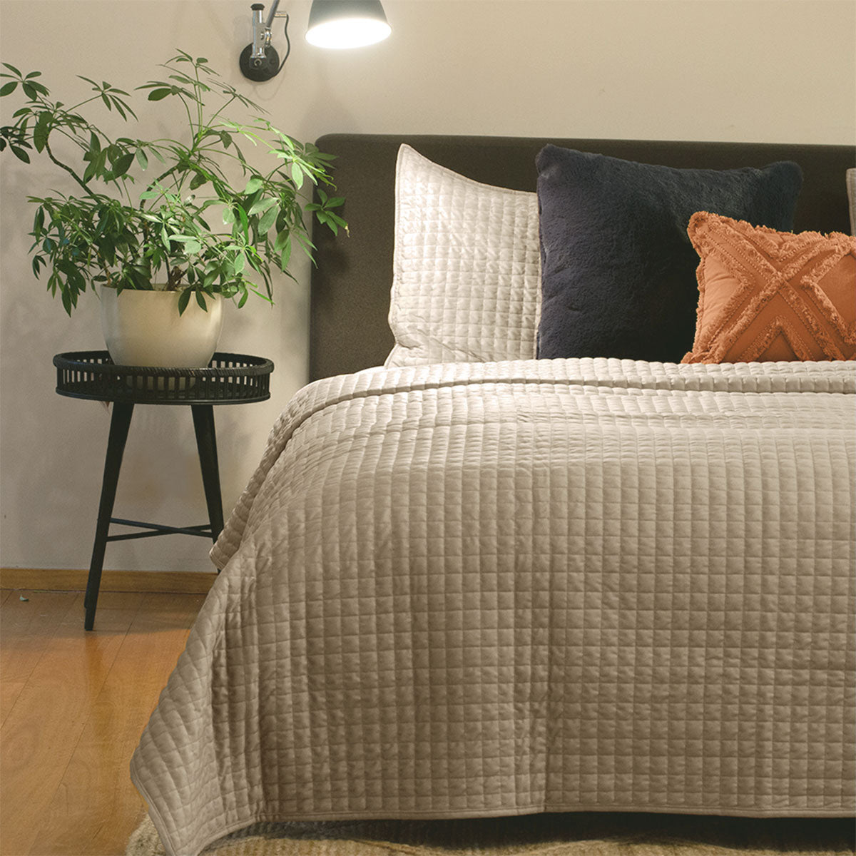 J Elliot Home Adela Sandstone Velvet Quilted Coverlet Set Queen/King - Geometric Design - SuperSaverAU - view 1