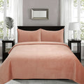 J Elliot Home Merida Clay Pink Velvet Quilted Coverlet Set Queen/King - SuperSaverAU - view 1