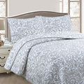 Jane Barrington Grey & White Lightly Quilted Jacquard Reversible Coverlet Set Queen - SuperSaverAU - view 1