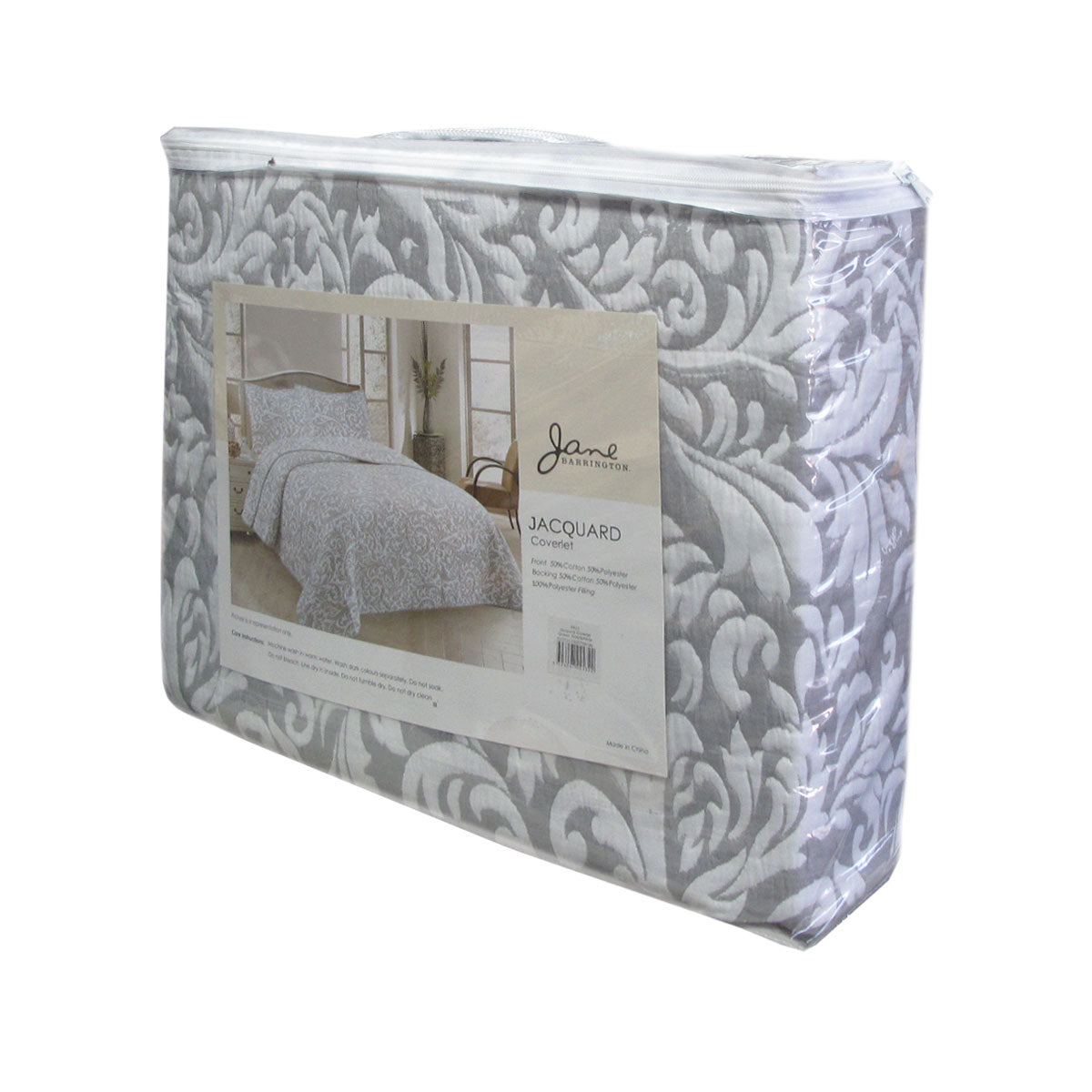 Jane Barrington Grey & White Lightly Quilted Jacquard Reversible Coverlet Set Queen - SuperSaverAU - view 3