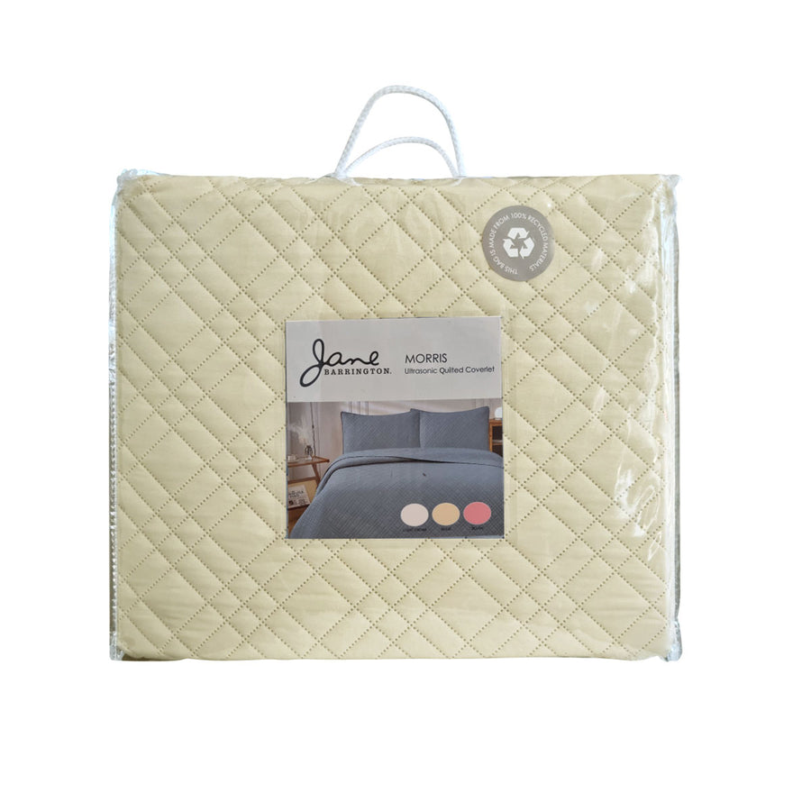 Jane Barrington Morris Beige Reversible Coverlet Set King - Embossed, Quilted - SuperSaverAU - view 1
