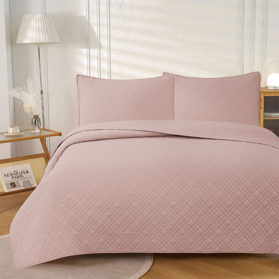 Jane Barrington Morris Blush Reversible Coverlet Set King - Embossed, Quilted - SuperSaverAU - view 1