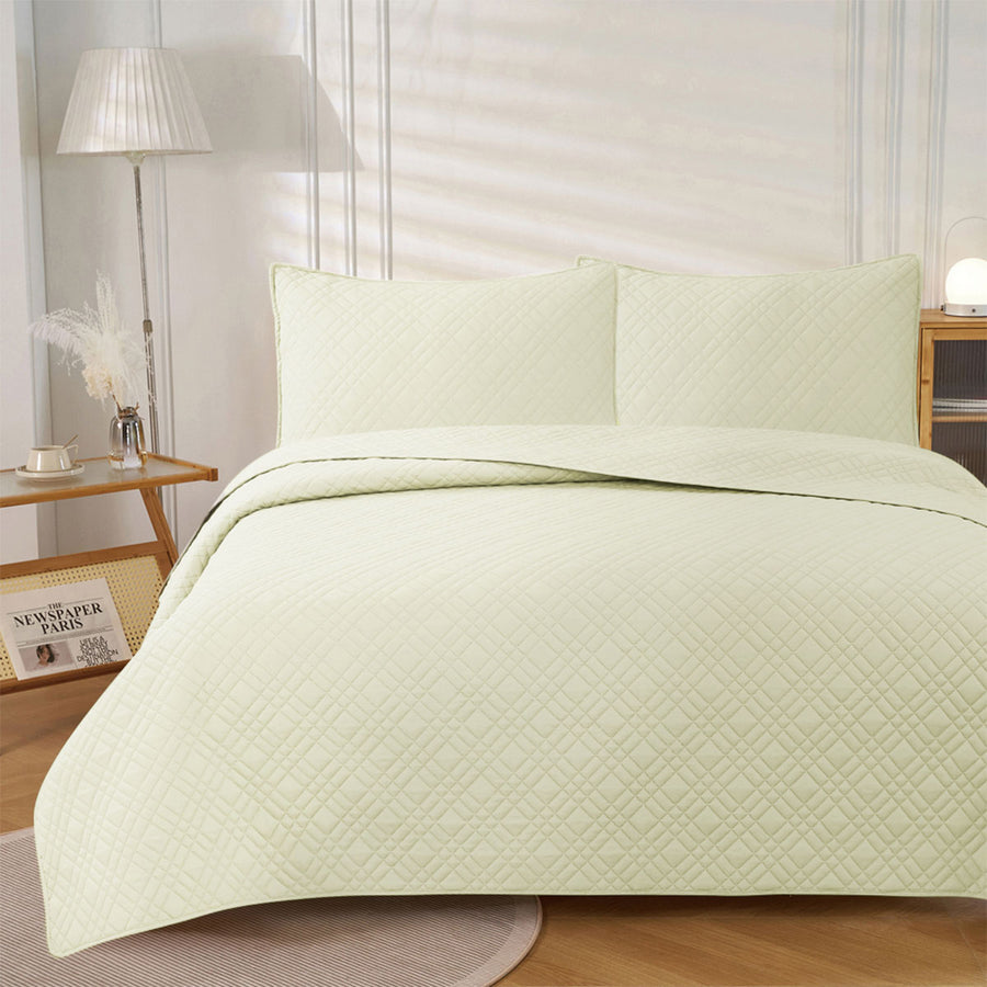 Jane Barrington Morris Light Cream Reversible Coverlet Set King - Embossed, Quilted - SuperSaverAU - view 1