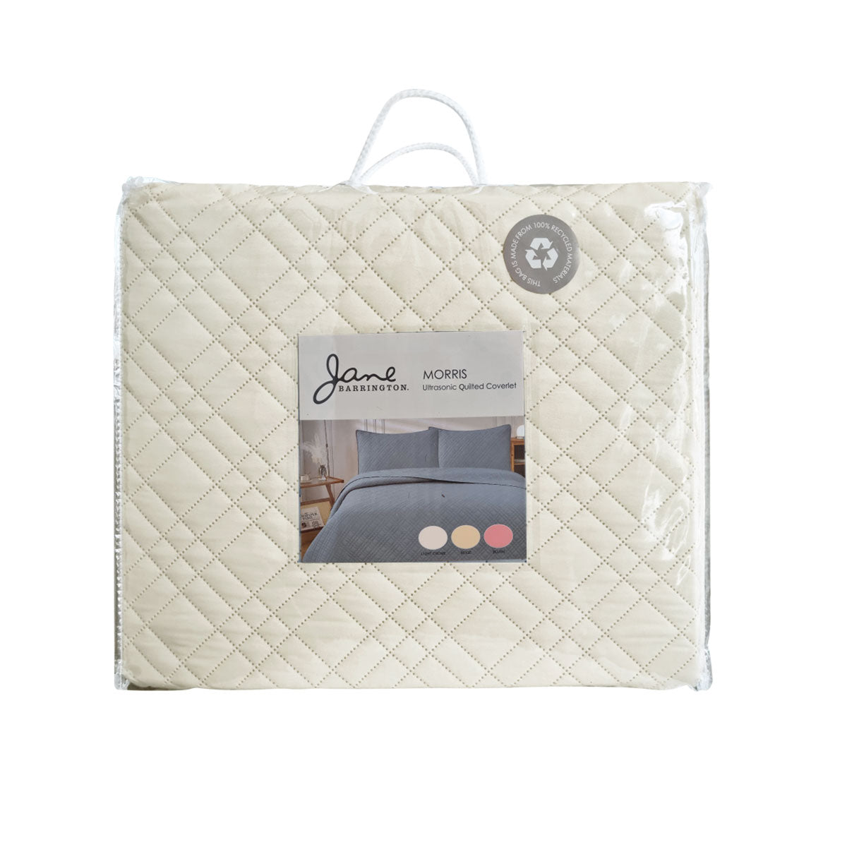 Jane Barrington Light Cream Reversible Coverlet Set, Ultrasonic Embossed, Queen - SuperSaverAU - view 3