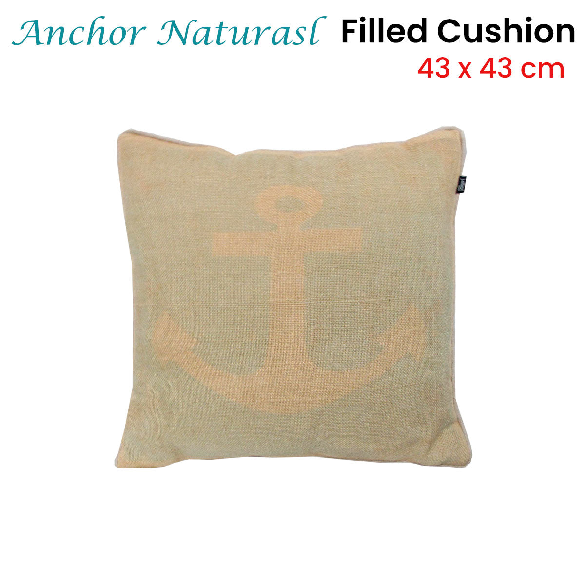 J.Elliot Anchor Natural Filled Cushion 43 x 43 cm - Textured Design in Soft Tones - SuperSaverAU - view 2