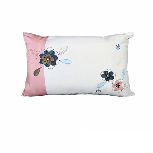 IDC Homewares Pink Floral Cushion 30x45 cm - Soft Polyester Cotton Design