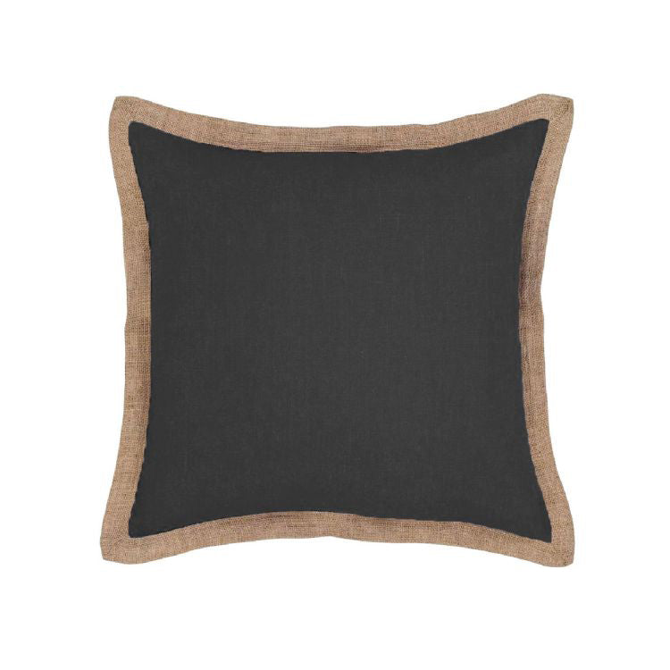 J.elliot Hampton Linen Filled Cushion 50 x 50 cm Charcoal - Solid Colour Design - SuperSaverAU - view 1