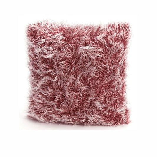 IDC Homewares Virginia Mohair Cushion Red & White 43 x 43 cm Faux Fur Design