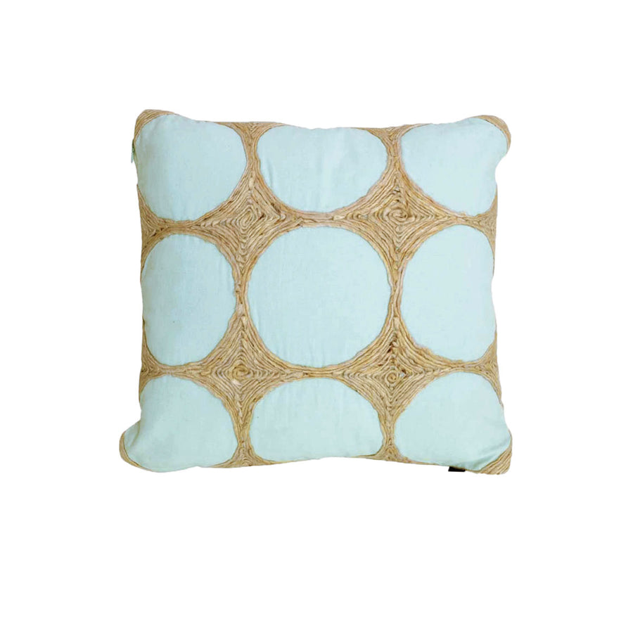 J.elliot Napoleon Jute Appliqued Filled Cushion 43 x 43 cm - Blue & Natural - SuperSaverAU - view 1