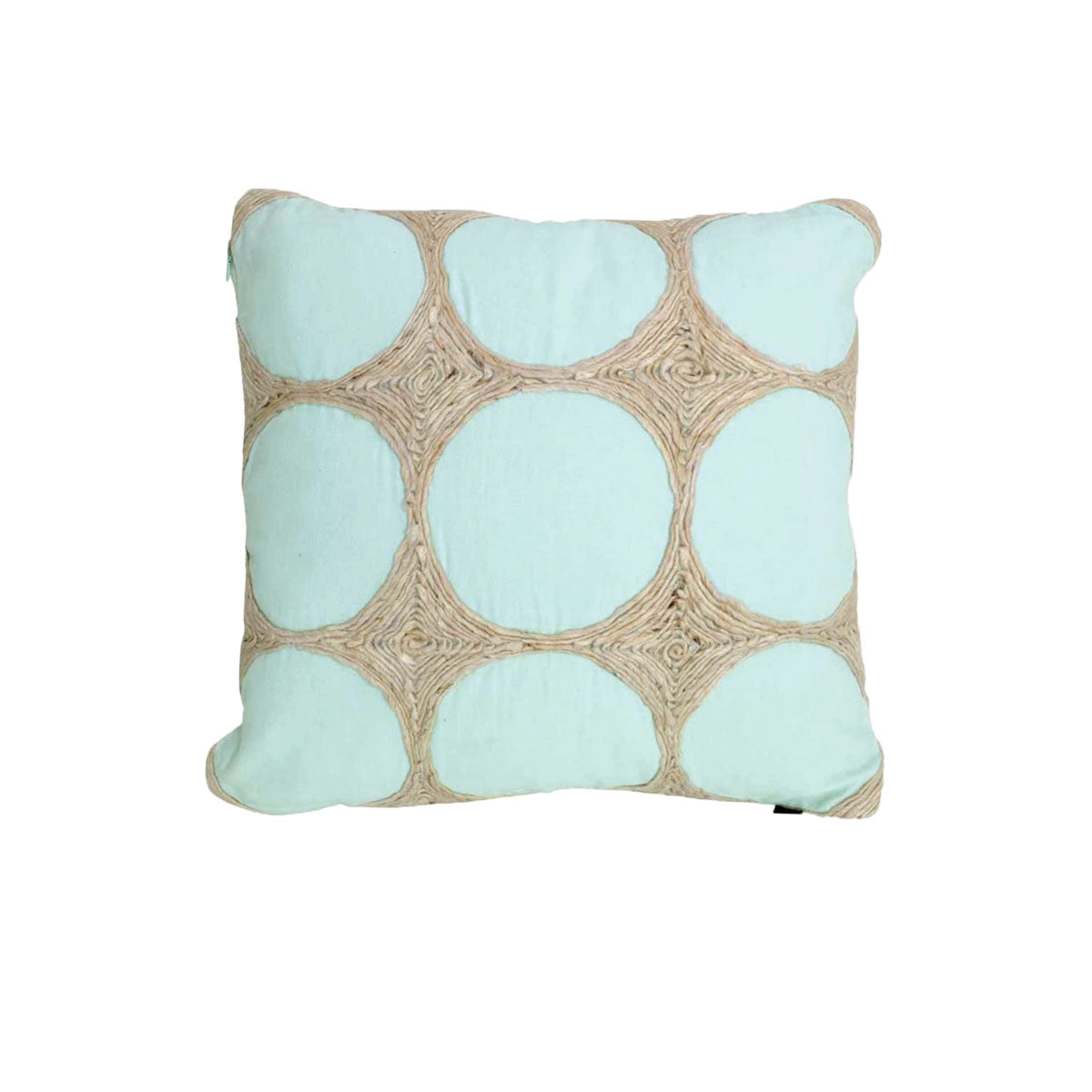 J.Elliot Home Napoleon Jute Appliqued Filled Cushion 43 x 43 cm - Glacier Blue