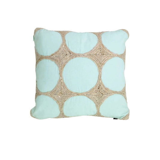 J.Elliot Home Napoleon Jute Appliqued Filled Cushion 43 x 43 cm - Glacier Blue