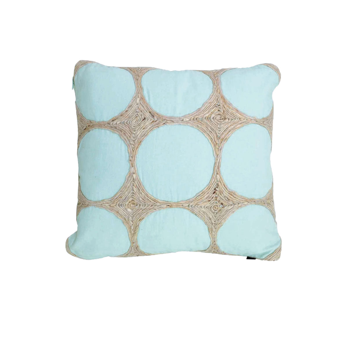 J.Elliot Home Napoleon Jute Appliqued Filled Cushion 43 x 43 cm - Blue & Natural - SuperSaverAU - view 1