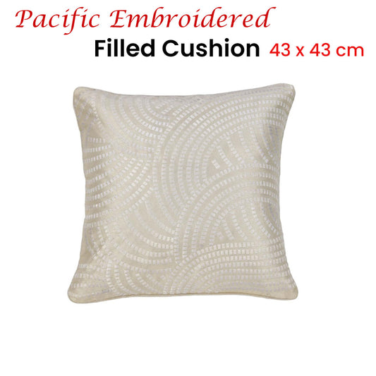 IDC Homewares Pacific Embroidered Cushion 43 x 43 cm - White & Natural