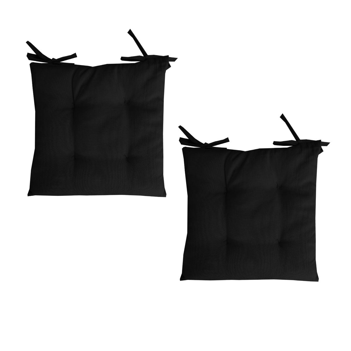 Set of 2 Outdoor Chair Pads 40x40cm Black Polyester, Machine Washable - SuperSaverAU - view 1