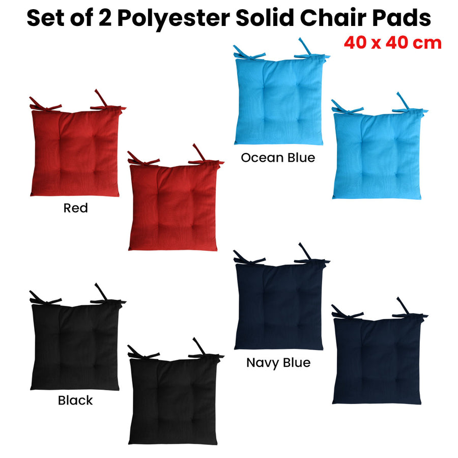 Set of 2 Outdoor Chair Pads 40 x 40cm Navy Blue - Polyester, Machine Washable - SuperSaverAU - view 1