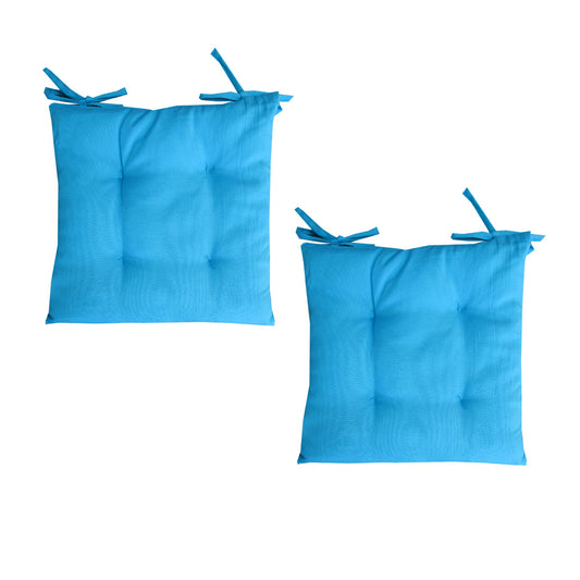 Outdoor Polyester Solid Chair Pads Set of 2 40 x 40cm Ocean Blue