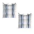 Set of 2 Outdoor Striped Chair Pads 40 x 40cm Polyester White Blue - SuperSaverAU - view 1