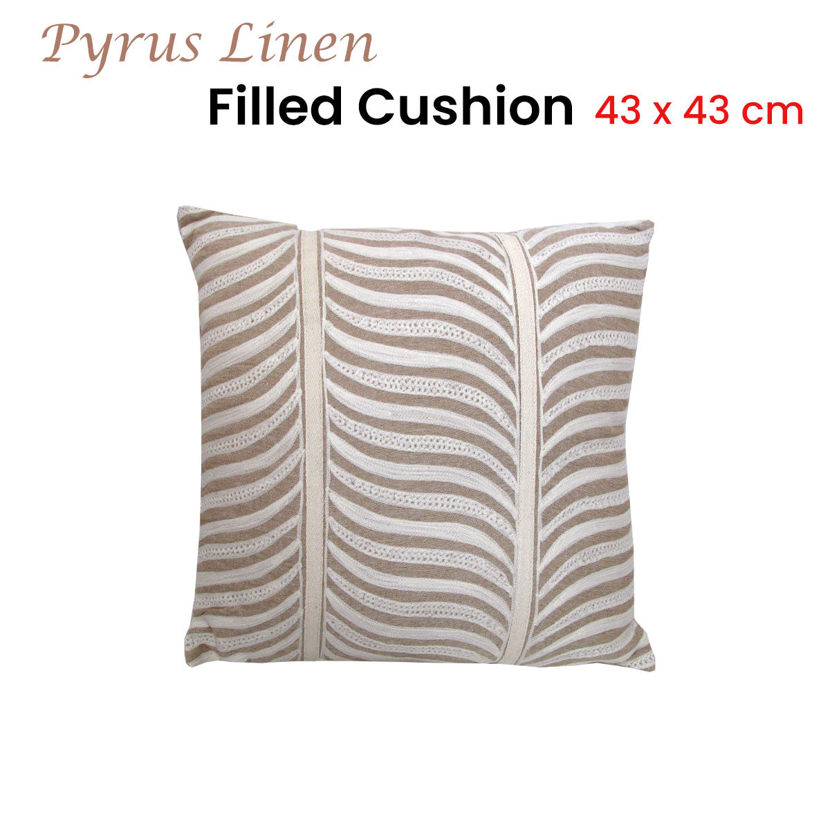 J.elliot Pyrus Embroidered Linen Filled Cushion 43 x 43 cm - Leaf Design