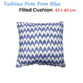 J.elliot Valtina Pom Pom Blue Filled Cushion 43 x 43 cm - Chevron Design - SuperSaverAU - view 2
