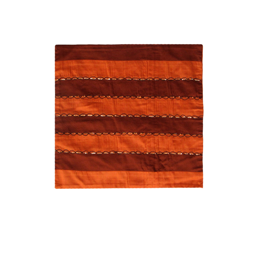 Ayra Sequined Embroidered Cushion Cover 40 x 40 cm - Burnt Orange - SuperSaverAU - view 1