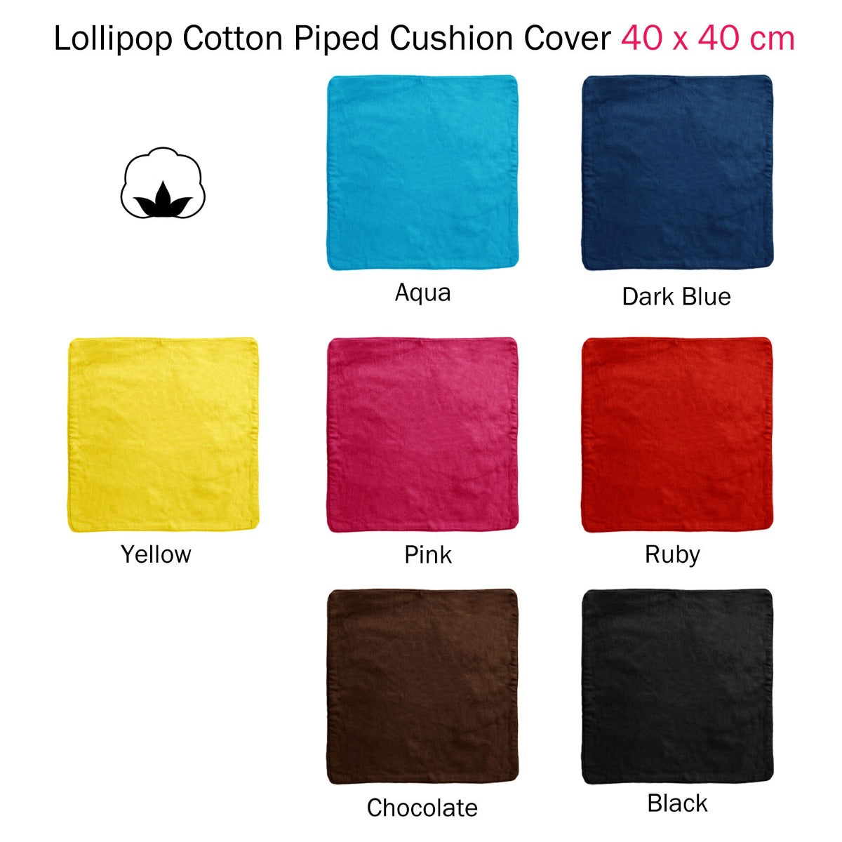 IDC Homewares Lollipop Cotton Piped Square Cushion Cover 40 x 40 cm Black - SuperSaverAU - view 1