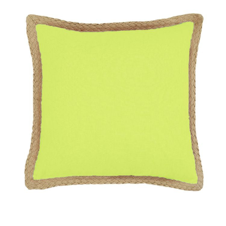 J.elliot Mornington Linen Cushion Cover 50 x 50 cm - Limeade, Solid Colour Design