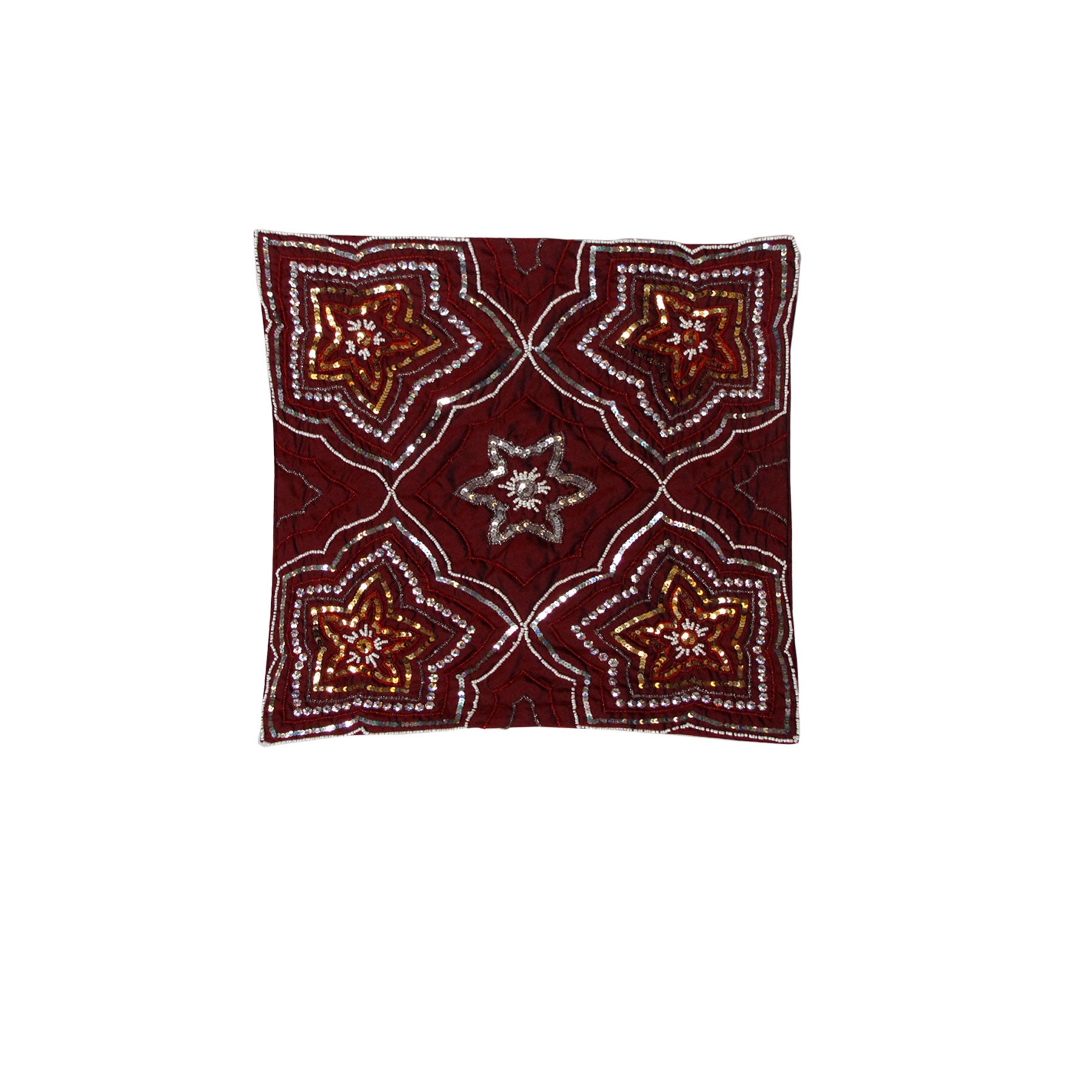 IDC Homewares Sequin Cushion Cover 40 x 40cm - Maya Burgundy, Beaded Design - SuperSaverAU - view 1