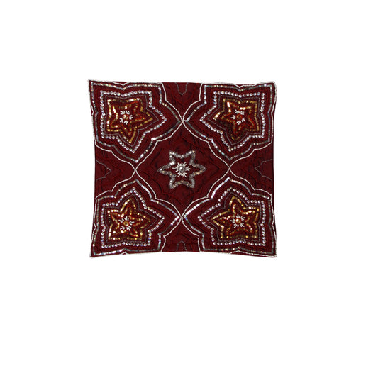 IDC Homewares Sequin Cushion Cover 40 x 40cm - Maya Burgundy, Beaded Design