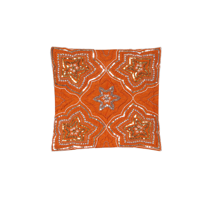 IDC Homewares Sequin Cushion Cover 40 x 40cm - Maya Orange, Beaded Design - SuperSaverAU - view 1