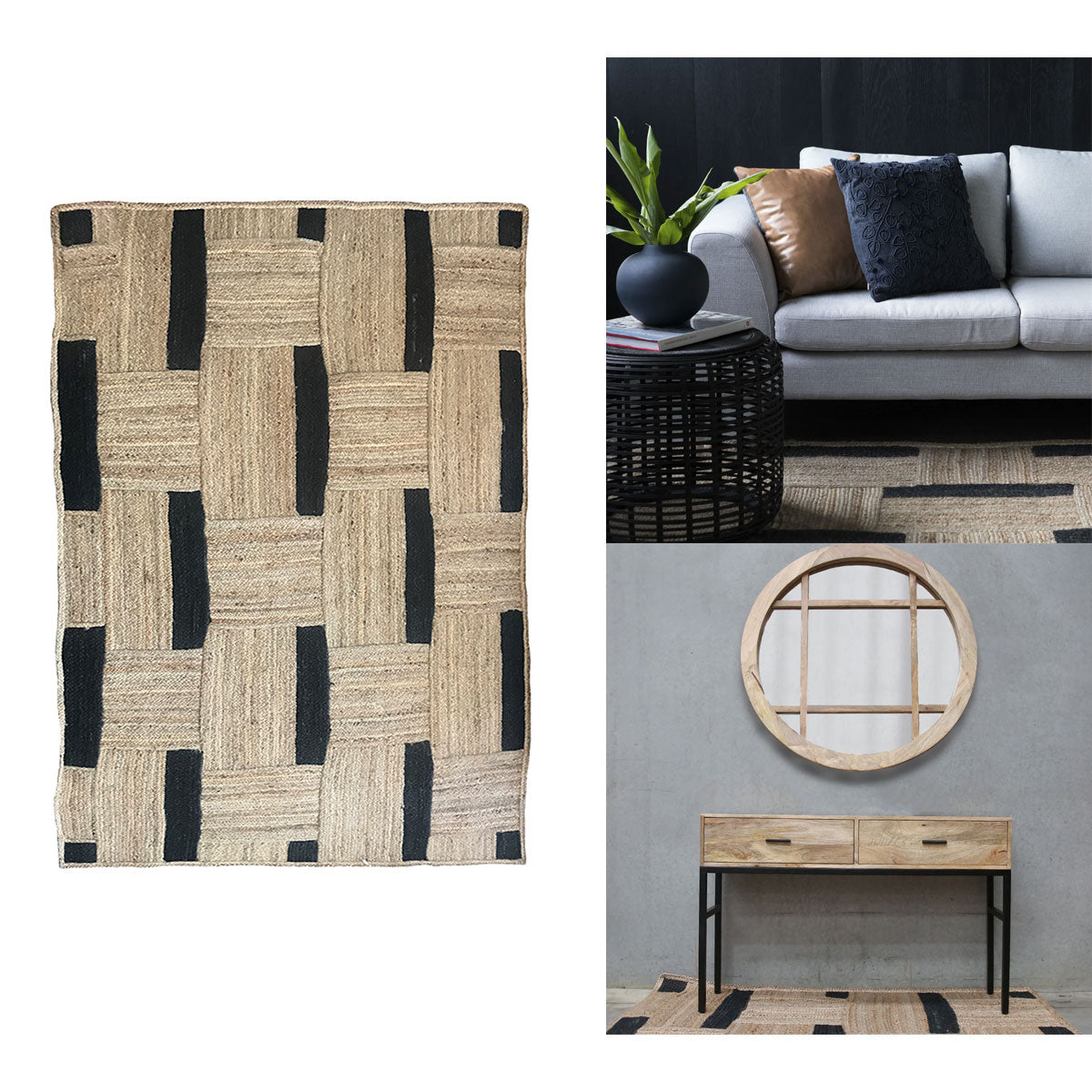 J Elliot Home Maisy Jute Floor Rug 160 x 230cm - Textured Design, Durable - SuperSaverAU - view 1