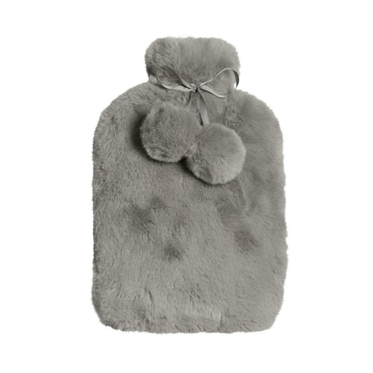 J.Elliot Amara Hot Water Bottle with Super Plush Faux Fur Cover Grey 37x22 cm