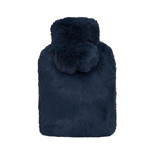J.Elliot Home Amara Hot Water Bottle with Navy Super Plush Faux Fur Cover 37x22cm