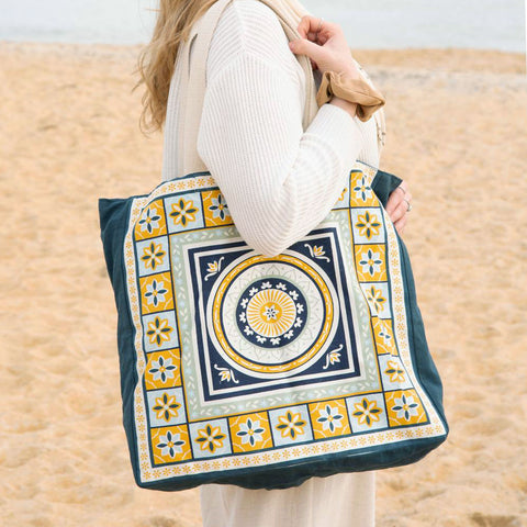 J Elliot Home Kasbah Cotton Tote Shopping Bag 40.5x43x10cm Blue - SuperSaverAU - view 2
