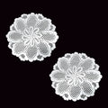 Blossom White Set of 2 Lace Table Doilies 36 cm Diameter - Polyester, Floral Design - SuperSaverAU - view 1