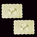 Floral Cream Lace Table Doilies Set of 2, 30 x 45 cm, Polyester, Machine Washable - SuperSaverAU - view 1