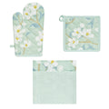 Renee Set of 3 Cotton Cover Kitchen Textile, Floral Print, Mint Green, 60x80cm - SuperSaverAU - view 1